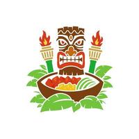 Angry Tiki mask with poke vector