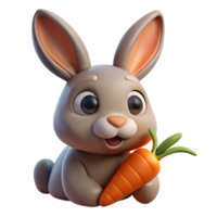 magnífico rústico uma curioso Coelho mordiscando em uma cenoura, fechar-se, suave iluminação, fofa estilo exclusivo png