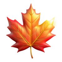 elegant modern A single perfect red maple leaf, backlit by a golden sunset, veins glowing, hyperrealistic detail, intricate, 4K png