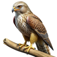 extraordinary rustic A watchful hawk perched on a branch, sharp gaze, detailed feathers, realistic style authentic png