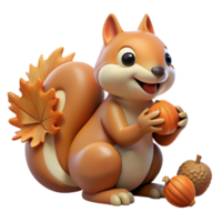 dramatic artistic A playful squirrel burying a nut, forest setting, autumn colors, whimsical style high quality png