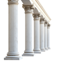 Ancient Greek Pillars Architecture on transparent background. png