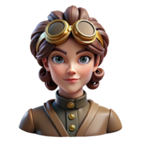 elegant modern A portrait of a steampunk woman with intricate clockwork hair ornaments and goggles, soft, diffused lighting, art nouveau style detailed png