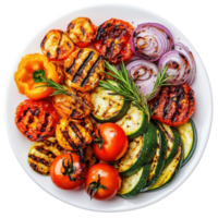 Vibrant Grilled Vegetable Plate on transparent Background. png