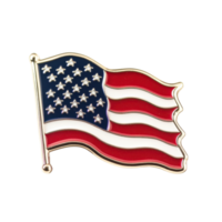 Patriotic American Flag Lapel Pin on transparent Background. png