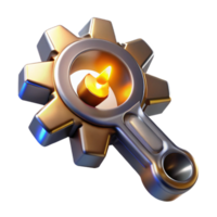 stunning abstract A steampunk wrench with intricate gears and glowing runes, highly polished metallic finish, dramatic spotlighting original png