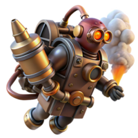 beautiful abstract A steampunk jetpack with intricate pipes and valves, emitting plumes of smoke, dynamic, action-oriented pose original png