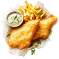 Crispy Fish and Chips Shop on transparent Background. png