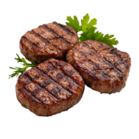 Grilled Meat Patties Appetizing Food on transparent Background. png