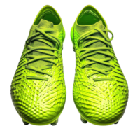 Athletic Foot in Lime Green Cleats on transparent Background. png