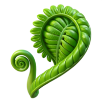 elegant rustic A lush green fern unfurling, delicate, intricate, macro photography, soft lighting, professional png
