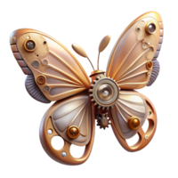 extraordinary rustic A steampunk butterfly with gears and springs for wings, hovering amidst floating cogs, soft, ethereal lighting genuine png