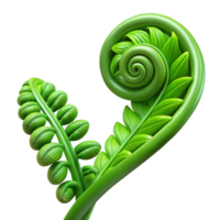 serene artistic A lush green fern unfurling, delicate, intricate, macro photography, soft lighting, detailed png