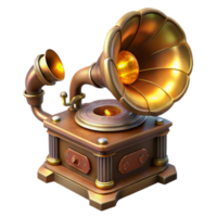 elegant rustic A steampunk gramophone with intricate horns and glowing dials, soft, diffused lighting authentic png