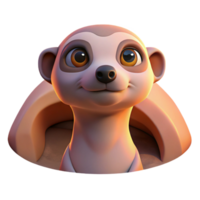 wonderful traditional A curious meerkat peering from its burrow, bathed in the soft glow of dawn, rendered in a photorealistic style premium png