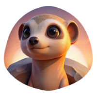beautiful minimalist A curious meerkat peering from its burrow, bathed in the soft glow of dawn, rendered in a photorealistic style professional png
