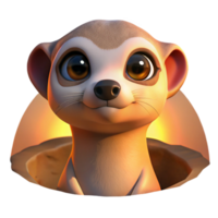 beautiful vintage A curious meerkat peering from its burrow, bathed in the soft glow of dawn, rendered in a photorealistic style exclusive png