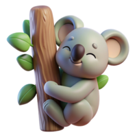 beautiful minimalist A sleepy koala clinging to a eucalyptus tree, shrouded in the cool mist of a rainforest, painted in a soft, pastel style authentic png