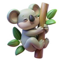 extraordinary traditional A sleepy koala clinging to a eucalyptus tree, shrouded in the cool mist of a rainforest, painted in a soft, pastel style high quality png
