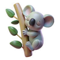 wonderful abstract A sleepy koala clinging to a eucalyptus tree, shrouded in the cool mist of a rainforest, painted in a soft, pastel style premium png