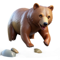 wonderful classic A powerful grizzly bear fishing for salmon in a rushing river, lit by the crisp light of a clear day, rendered in a detailed, realistic style high quality png