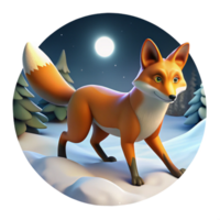 serene classic A sly fox trotting through a snow-covered forest, illuminated by the ethereal glow of moonlight, painted in a classic, romantic style professional png
