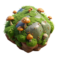 magnificent minimalist A mossy rock covered in tiny ferns and mushrooms, intricate details, damp and earthy atmosphere, natural lighting high resolution png