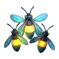 vibrant abstract A group of fireflies glowing in the twilight, bioluminescent light, magical atmosphere authentic png
