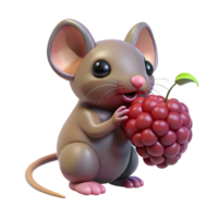 beautiful modern A tiny field mouse nibbling on a ripe berry, illuminated by soft morning light, rendered in a charming, children's book illustration style premium png
