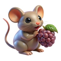 serene abstract A tiny field mouse nibbling on a ripe berry, illuminated by soft morning light, rendered in a charming, children's book illustration style 4K png