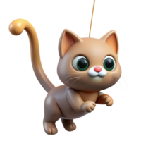 wonderful artistic A curious kitten batting at a dangling string, illuminated by warm indoor lighting, illustrated in a playful, cartoon style detailed png