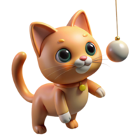 impressive artistic A curious kitten batting at a dangling string, illuminated by warm indoor lighting, illustrated in a playful, cartoon style exclusive png