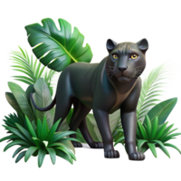 beautiful minimalist A stealthy panther stalking through dense jungle foliage, illuminated by dappled sunlight, painted in a realistic, wildlife photography style high resolution png