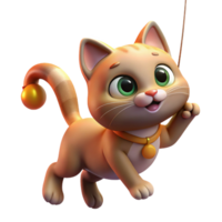 dramatic artistic A curious kitten batting at a dangling string, illuminated by warm indoor lighting, illustrated in a playful, cartoon style high resolution png