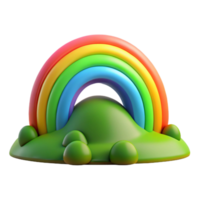impressive modern A rainbow arcing over a lush green valley, vibrant colors, soft light premium png