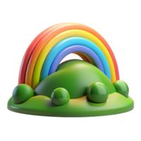 impressive creative A rainbow arcing over a lush green valley, vibrant colors, soft light professional png
