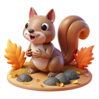 stunning minimalist A playful squirrel burying a nut in the ground, surrounded by colorful autumn leaves, lit by warm afternoon sunlight, rendered in a charming, whimsical style exclusive png