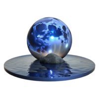 impressive modern A full moon reflected in a still lake, ethereal glow, dark blue and silver color palette exclusive png
