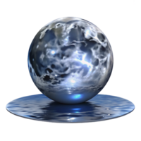 magnificent traditional A full moon reflected in a still lake, ethereal glow, dark blue and silver color palette original png