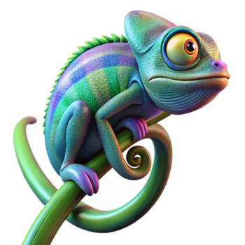 vibrante artístico un vibrante camaleón pegajoso a un lozano verde enredadera, mostrando un formación de iridiscente colores, contraluz enfatizando sus textura. macro fotografía estilo prima png