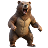 extraordinary artistic A powerful grizzly bear standing on its hind legs, roaring towards the sky, dynamic lighting emphasizing its muscular build. Wildlife photography style 4K png