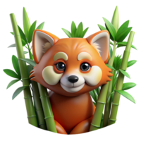 stunning minimalist A curious red panda peering through dense bamboo foliage, dappled sunlight filtering through the leaves authentic png