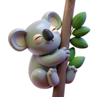 dramatic minimalist A sleepy koala clinging to a eucalyptus tree, soft, diffused lighting creating a peaceful atmosphere authentic png