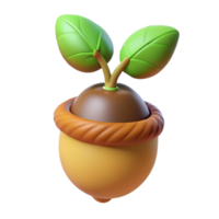 stunning artistic A sprouting acorn with a tiny oak tree emerging, soft light, hopeful and vibrant, illustrative style authentic png