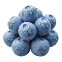serene creative A cluster of ripe blueberries covered in frost, early morning light, detailed texture, photorealistic 4K png