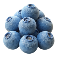 impressive vintage A cluster of ripe blueberries covered in frost, early morning light, detailed texture, photorealistic high quality png