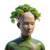 magnificent modern Portrait of a person morphing into a tree, surreal and environmental portrait, dappled sunlight premium png