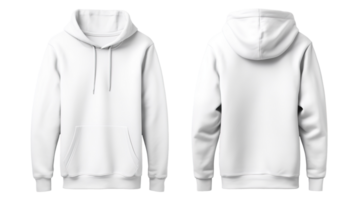 Set of White Front and Back View Hoodie Mockup Isolated on Transparent Background png