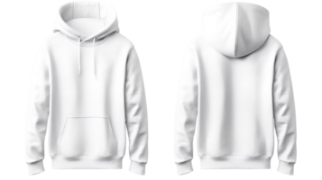 Set of White Front and Back View Hoodie Mockup Isolated at the Transparent Background png