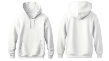 Set of White Front and Back View Hoodie Mockup Isolated on the Transparent Background png